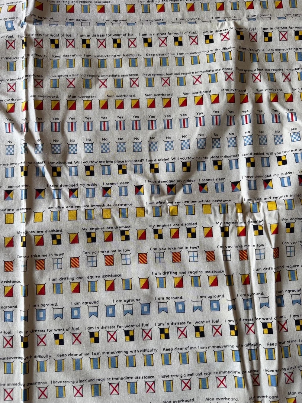 Nautical Signal Print Disposable Table Cover - Cream with Red, Blue & Yellow